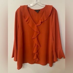 Investments Cascading Ruffled V-Neck 3/4 Sleeve Top XL